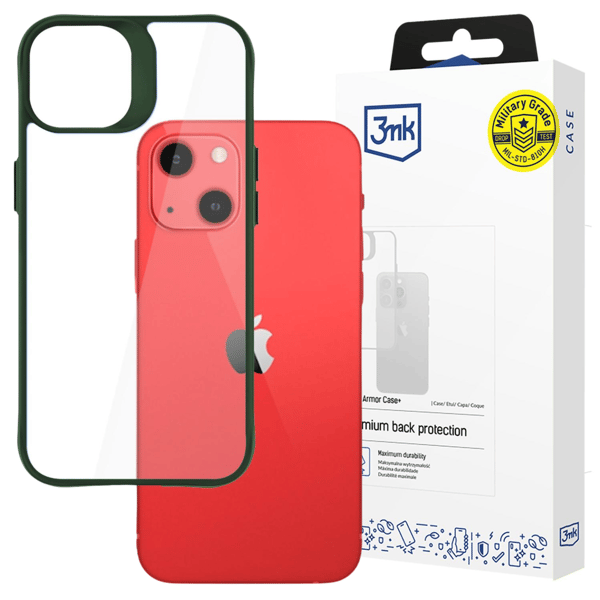 APPLE IPHONE 13 - 3MK SATIN ARMOR CASE+ GREEN Grøn, Transparent