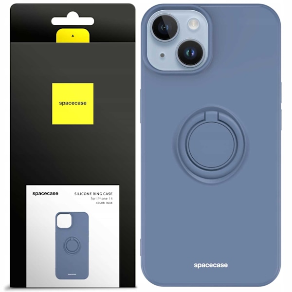 Spacecase Silikon Case Ring För Iphone 14 Blåt Telefonsskydd