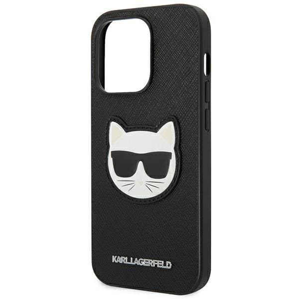 KARL LAGERFELD SAFFIANO CHOUPETTE HEAD PATCH COVER TIL IPHONE 14 PRO - SORT