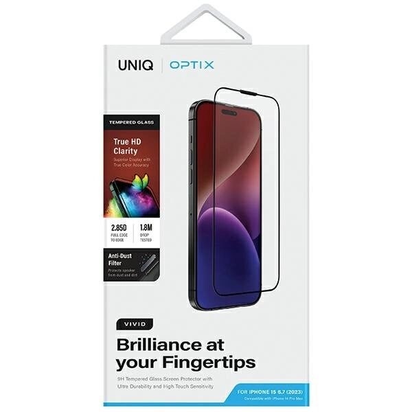 UNIQ Optix Vivid glass for iPhone 15 Plus / 14 Pro Max med applikator
