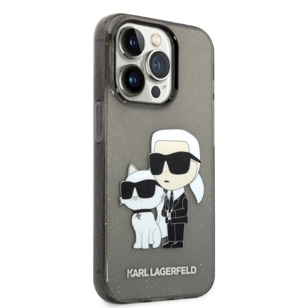 Karl Lagerfeld KLHCP14LHNKCTGK iPhone 14 Pro 6.1 svart/svart hardt deksel Gliter Karl&Choupette