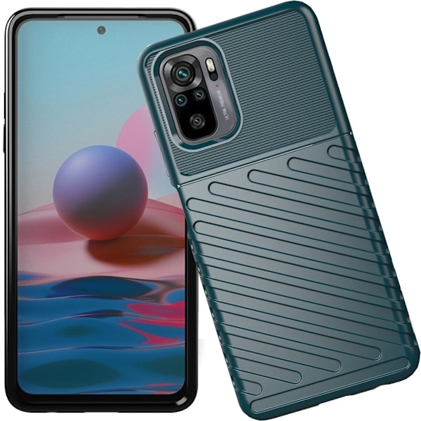 Thunder Case fleksibelt pansret beskyttelsesdeksel for Xiaomi Redmi Note 10 / Redmi Note 10S grønn