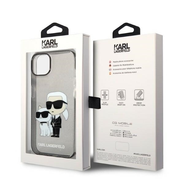 KARL LAGERFELD GLITTER KARL&CHOUPETTE ETUI TIL IPHONE 14 PLUS - SORT
