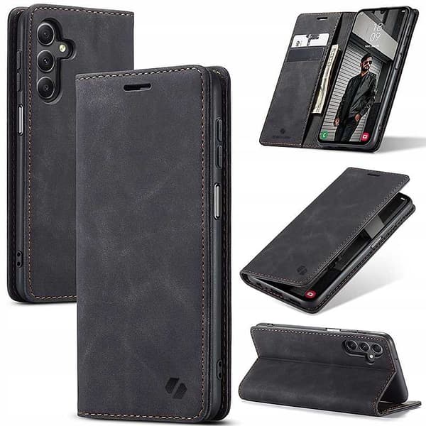 Spacecase Case Pålbocket Fodral För Samsung Galaxy A35 5G Svart