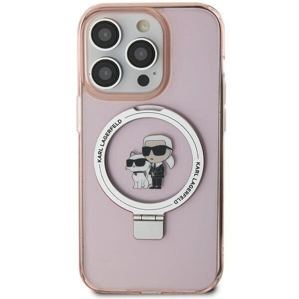 Karl Lagerfeld Ring Stativ Karl&Choupette MagSafe beskyttelsesdeksel til iPhone 15 - rosa