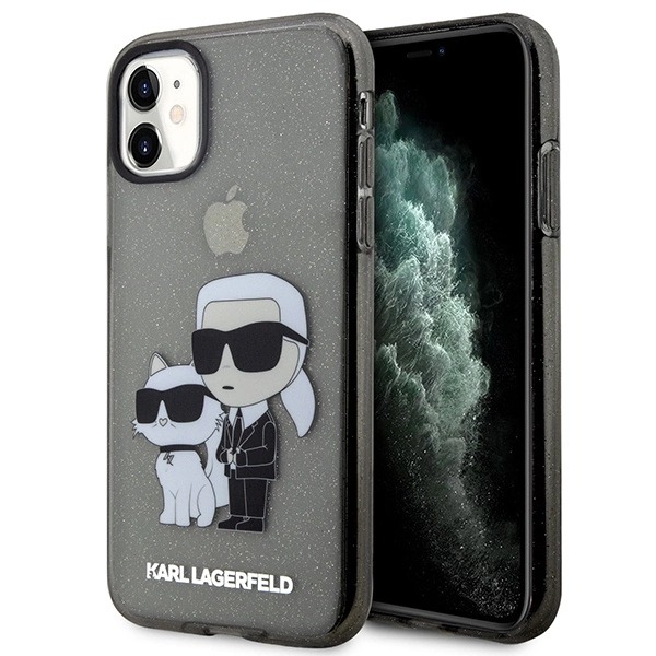 KARL LAGERFELD GLITTER KARL&CHOUPETTE ETUI TIL IPHONE 11 / XR - SORT