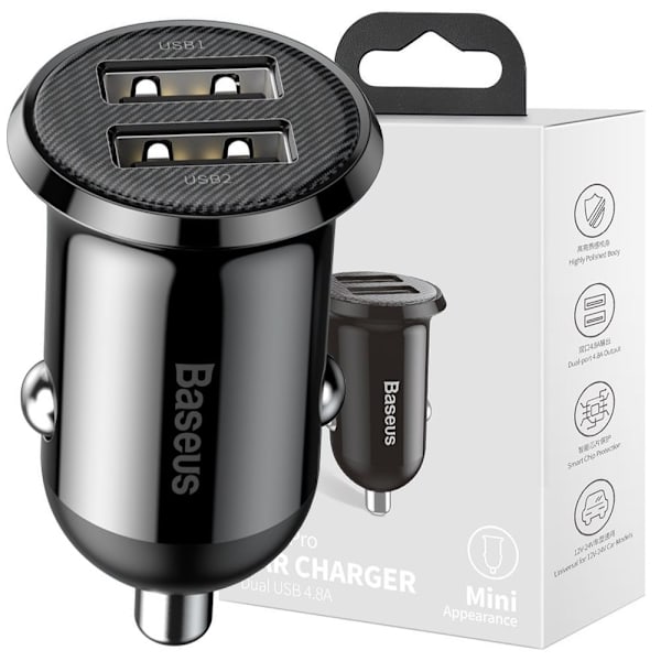 Baseus Grain Pro billader 2x USB 4.8 A svart (CCALLP-01) Svart