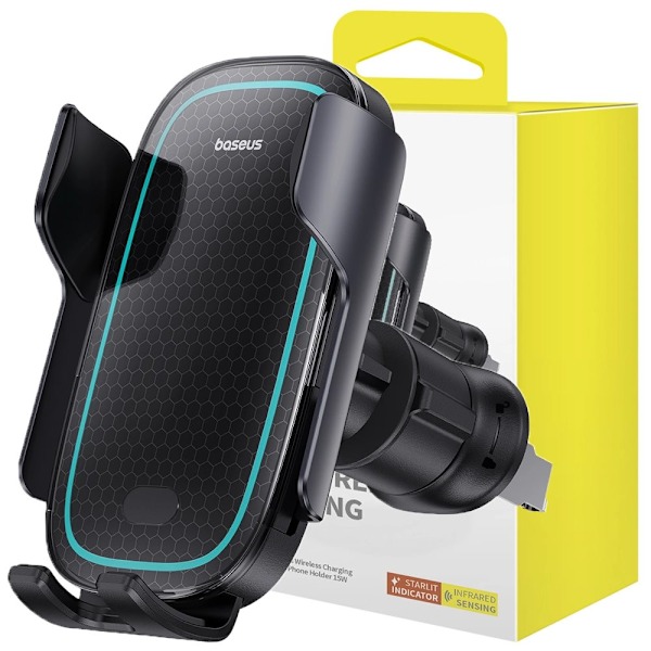 Baseus Milky Way Pro Series BS-CM023 bilfeste for grill? lufttilførsel med 15W induktiv lader - sort