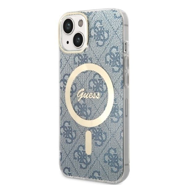 Guess sett MagSafe lader + etui iPhone 14 Plus 6.7 blå 4G Print (GUBPP14MH4EACSB)