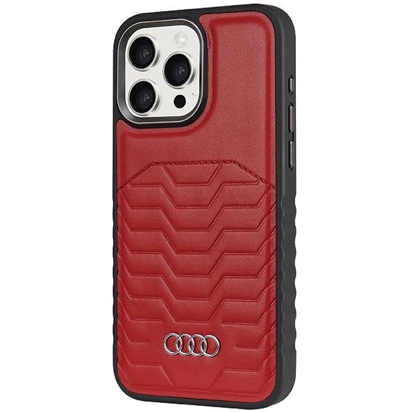 AUDI SYNTETISK LÆDER TASKE MED MAGSAFE TIL IPHONE 14 PRO MAX - RØD