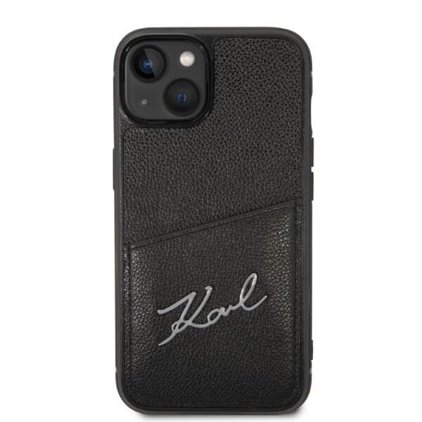 KARL LAGERFELD SIGNATURE LOGO CARDSLOT ETUI TIL IPHONE 14 PLUS - SORT