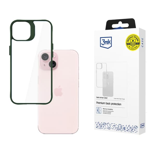 APPLE IPHONE 15 - 3MK SATIN ARMOR CASE+ GREEN
