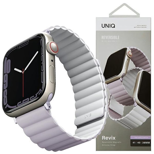 UNIQ armbånd Revix Apple Watch Series 4/5/6/7/8/SE/SE2 38/40/41 mm. Vendbar Magnetisk lilla-hvit/syrin-hvit