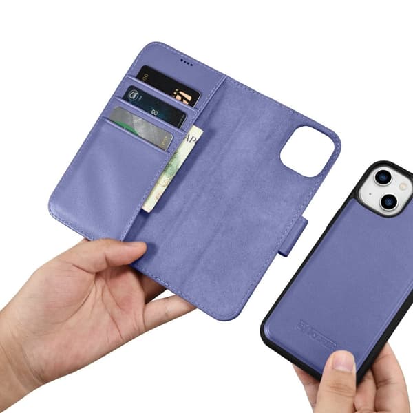 ICARER CASE LÆDERCASE TIL IPHONE 14+ LYS LILLA