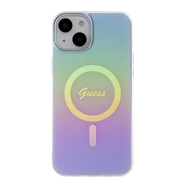 Guess GUHMP15SHITSU iPhone 15 6.1 lilla/lilla hardt deksel IML Iridescent MagSafe