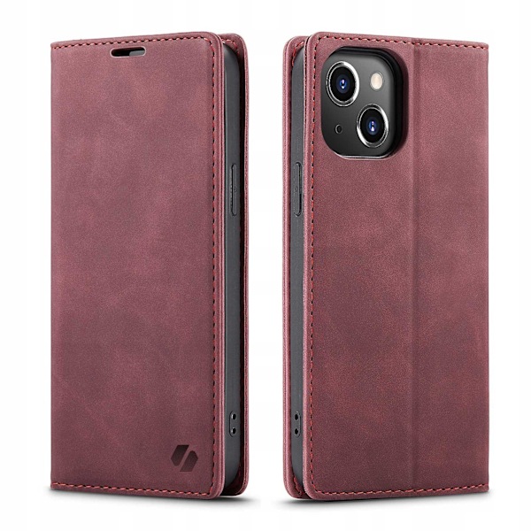 Rymdfodral Plånbok För Iphone 15 Plus Läder Rött