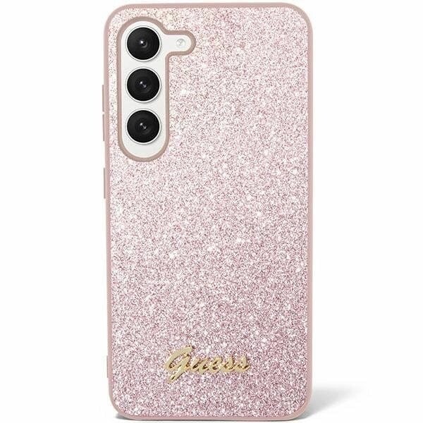 Guess Glitter Script-deksel til Samsung Galaxy S24 - Rosa