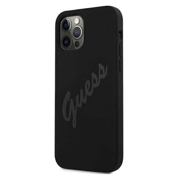 Guess GUHCP12LLSVSBK iPhone 12 Pro Max 6.7 svart/svart hardt deksel Script Vintage