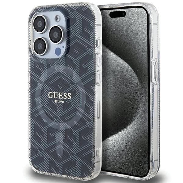 Guess IML GCube MagSafe-deksel til iPhone 15 Pro Max - svart