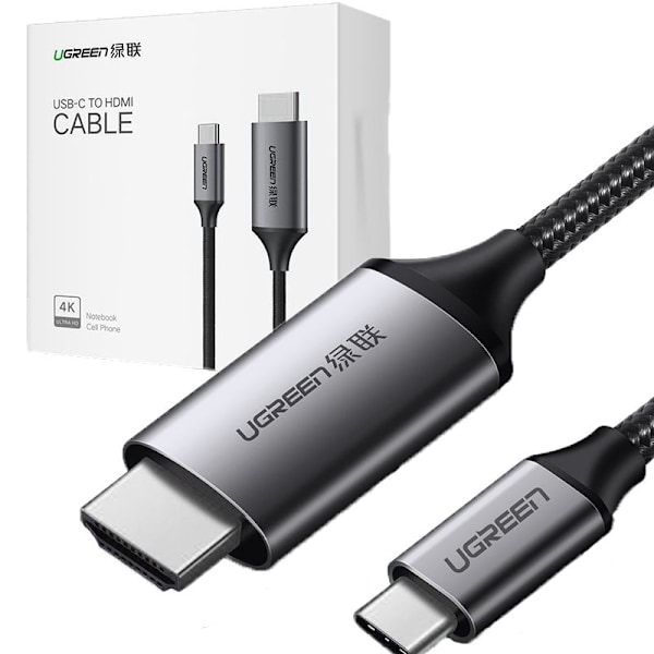 Grønn kabel HDMI - USB Type C 4K 60 Hz 1,5 m svart-grå (MM142 50570)