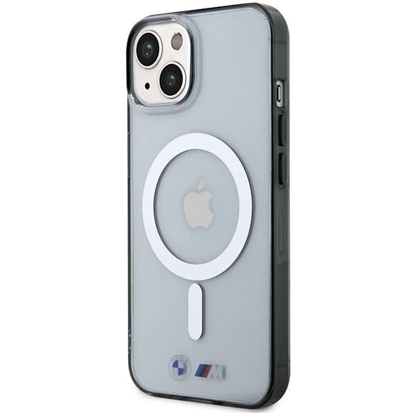 BMW SILVER RING MAGSAFE ETUI TIL IPHONE 14 PLUS - GENNEMSIGTIG