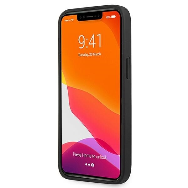 Guess GUHCP13LSA4GSBK iPhone 13 Pro/13 6,1" svart/svart hårdfodral Saffiano 4G metalllogotyp