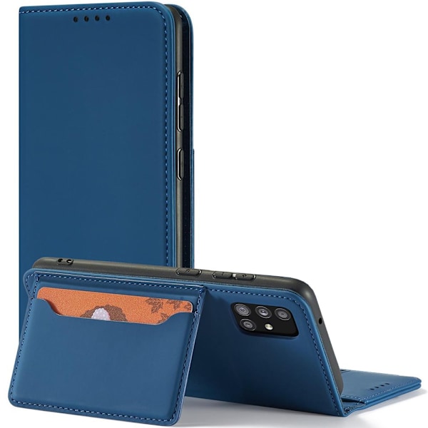 Magnetisk kortveske til Xiaomi Redmi Note 11 Pro kortlommebeskytter? blå stativ