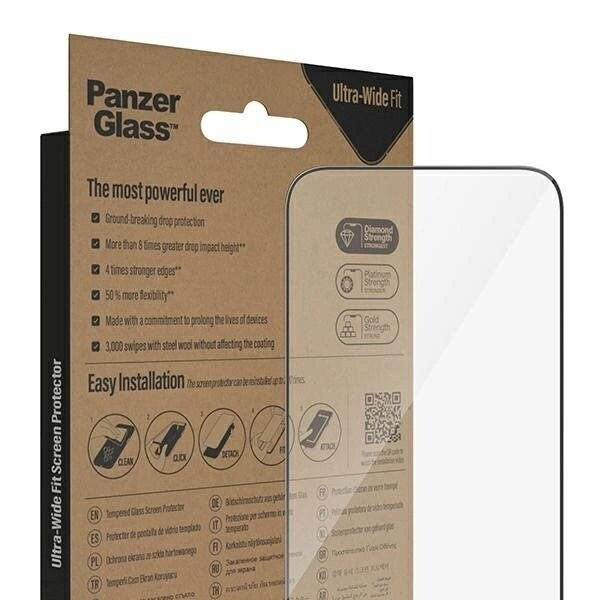 PanzerGlass Ultra-Wide Fit antibakterielt herdet glass med holder for iPhone 14 Pro Max