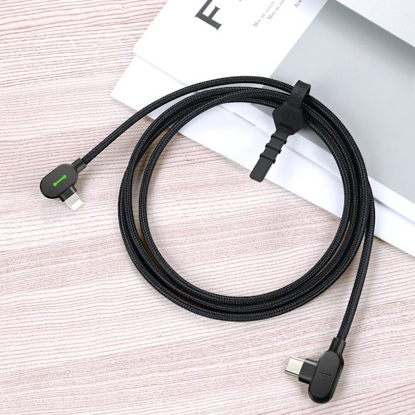 MCDODO 90° VINKEL KABEL USB-C DUBBELSIDIG LIGHTNING IPHONE 13 14 LED 1M