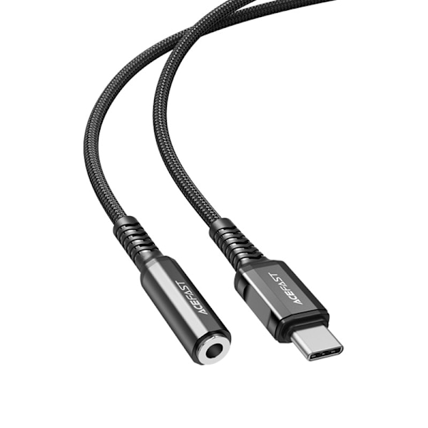 ACEFAST-KABEL STÆRKT LYDKABEL USB C-3,5MM MINI-JACK 18CM DAC AUX SORT
