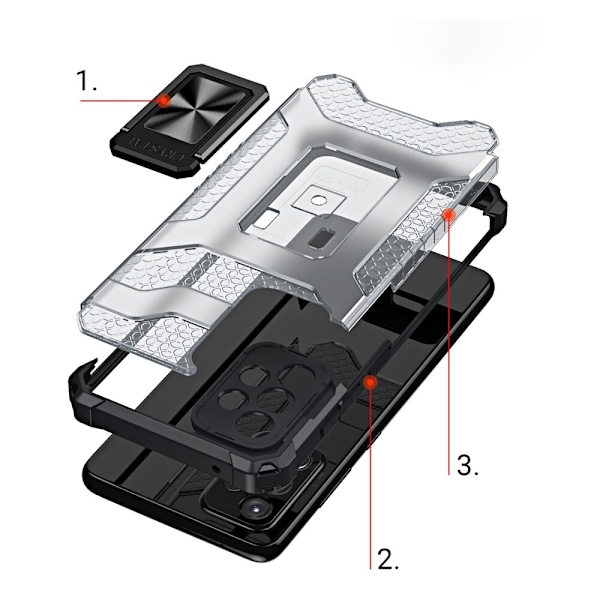 Crystal Ring Case pansret hybrid deksel + magnetisk holder Samsung Galaxy A72 4G svart