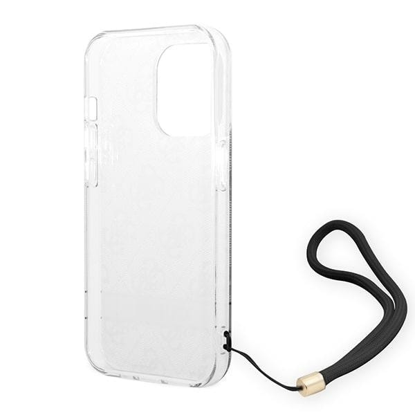 Guess GUOHCP14XH4STK iPhone 14 Pro Max 6.7 svart/svart hardt deksel 4G utskriftsstropp