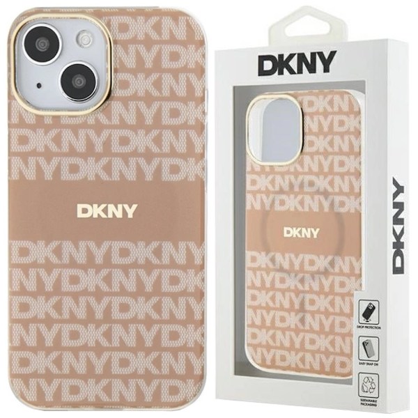 DKNY IML Mono & Stripe MagSafe beskyttelsesveske for iPhone 15/14/13 - Rosa
