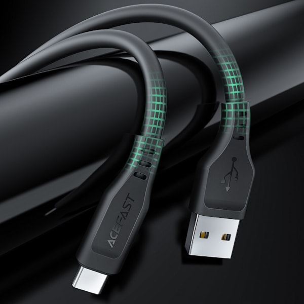 ACEFAST KABEL LANG STÆRK HOLDBAR USB - USB C 1.2M, 3A SORT