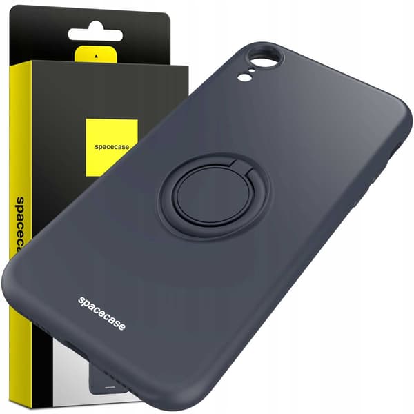 Spacecase Skyddande Silikonfodral För Iphone Xr Svart Med Ring
