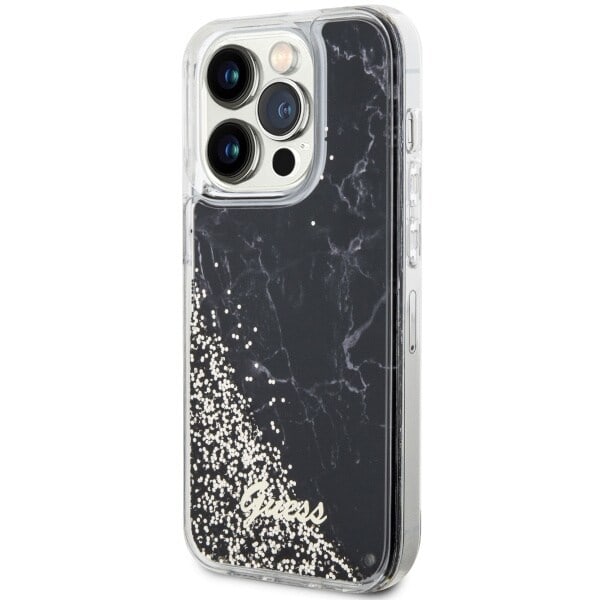 Guess GUHCP14LLCSGSGK-deksel til iPhone 14 Pro - svart Liquid Glitter Marble