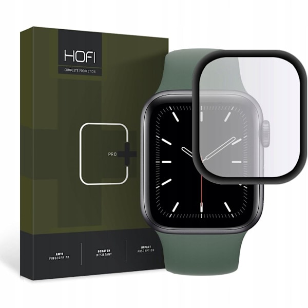 HOFI HYBRID GLASS KLOKKE APPLE CLOCK 4/5/6/SE (44MM) SVART