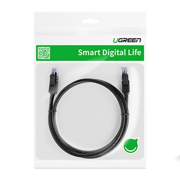 UGRØN INTERNETKABEL LAN ETHERNET U/UTP CAT6 1000MBS 8M SORT