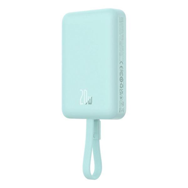 Baseus Magnetic Mini MagSafe 10000mAh 20W strømforsyning med innebygd Lightning-kabel - blå + Baseus Simple Series USB-C - USB-C 60W 0