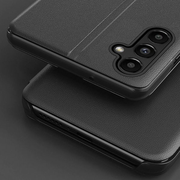 Eco Leather View Case for Samsung Galaxy A14, klaff og rødt stativ