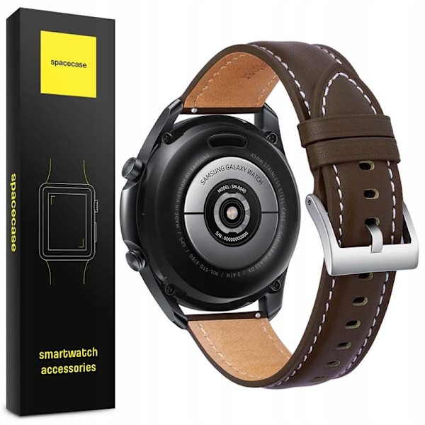Spacecase Läderrem 20 Mm Mörkbrun För Galaxy 4 5 Klockor