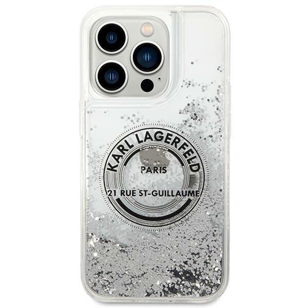 KARL LAGERFELD LIQUID GLITTER RSG ETUI TIL IPHONE 14 PRO - SØLV