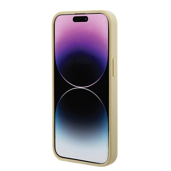Guess GUHMP15MPSAHMCB iPhone 15 Plus 6.7 gull/gull hardt deksel Saffiano MagSafe