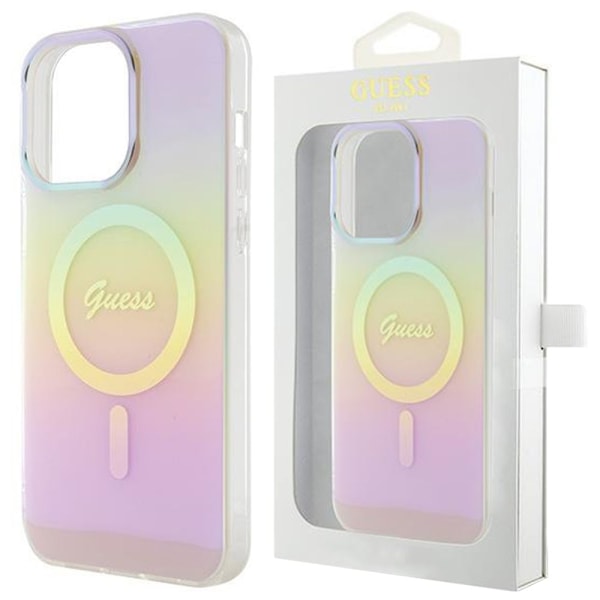 Guess GUHMP15MHITSP iPhone 15 Plus 6.7 rosa/rosa hardt deksel IML Iridescent MagSafe