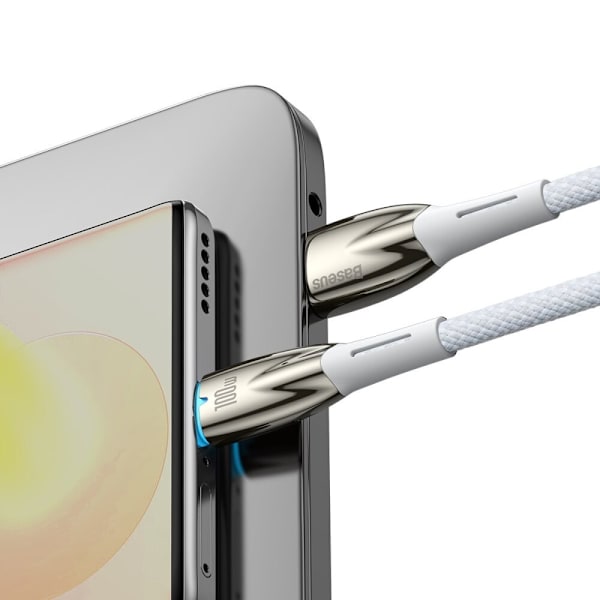 Baseus Glimmer-serien hurtigladekabel USB-A - USB-C 100W 480Mb/s 1m hvit
