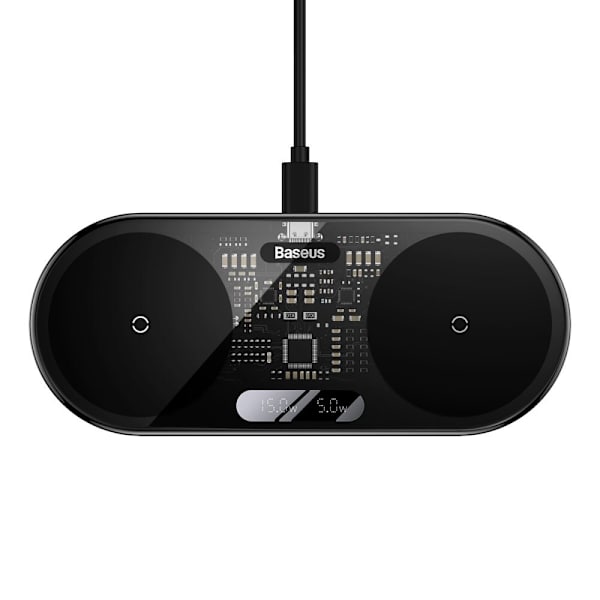 Baseus Digital LED Display to trådløse ladere med digitalt display 20W svart (WXSX010101)