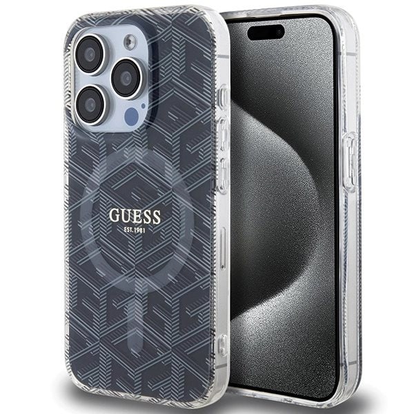 Guess IML GCube MagSafe-deksel til iPhone 15 Pro - svart
