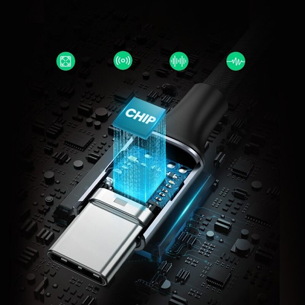 Ugrønn hodetelefonadapter med 3,5 mm miniplugg til USB Type C 10 cm svart (AV161 50631)
