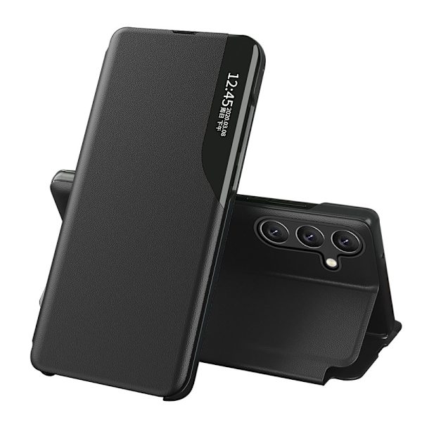 Eco Leather View Case for Samsung Galaxy A54 5G med flip-stativ, svart