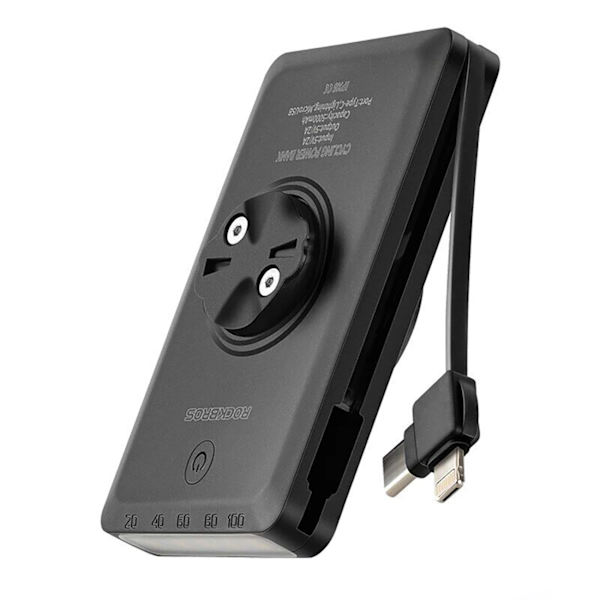 ROCKBROS JP008 CYKELLYGTE FORAN TIL DISK MED POWERBANK 5000MAH 150LM IPX6 - SORT